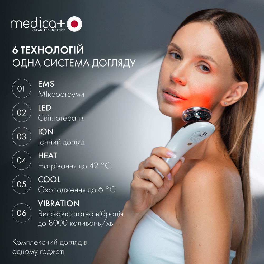Мікрострумовий RF Lifting Масажер для обличчя Skin Lifting 7.0 White - EMS, LED (Japan)