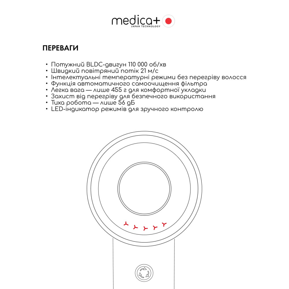 Фен для волос MEDICA+ AIR-ZEN 2.0 rose gold