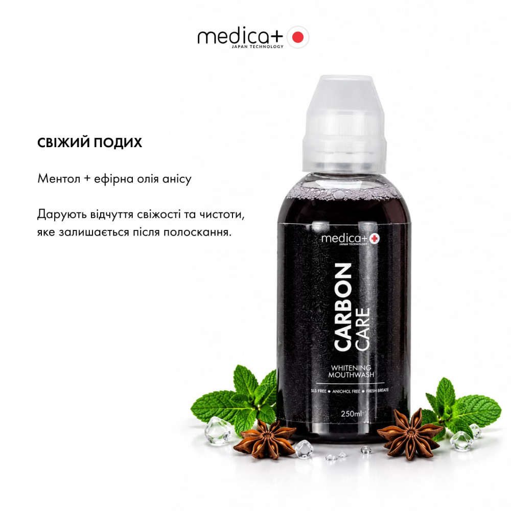 Отбеливающий ополаскиватель для полости рта MEDICA+ Carbon Care