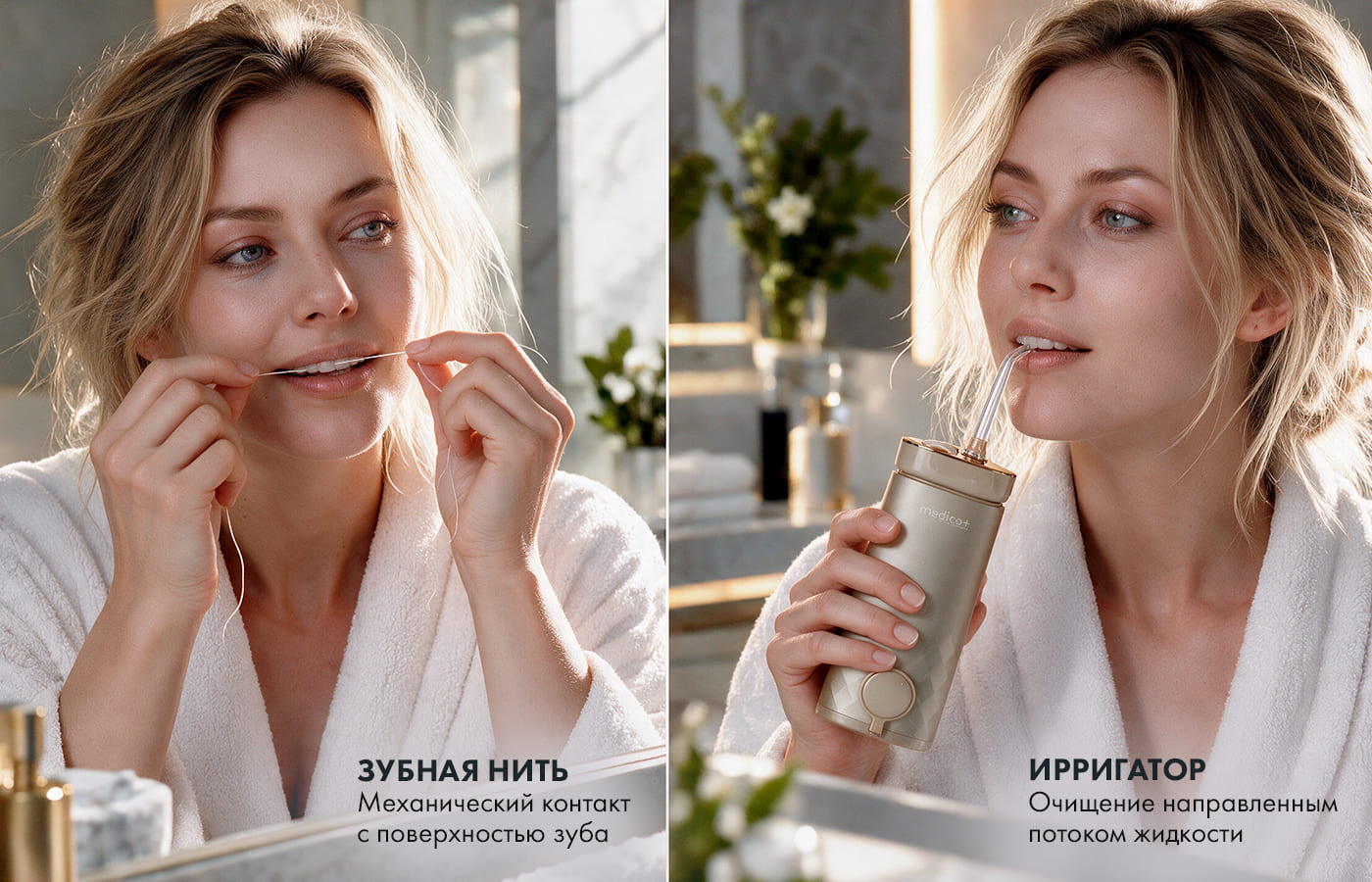 Ирригатор или зубная нить для очищения между зубами